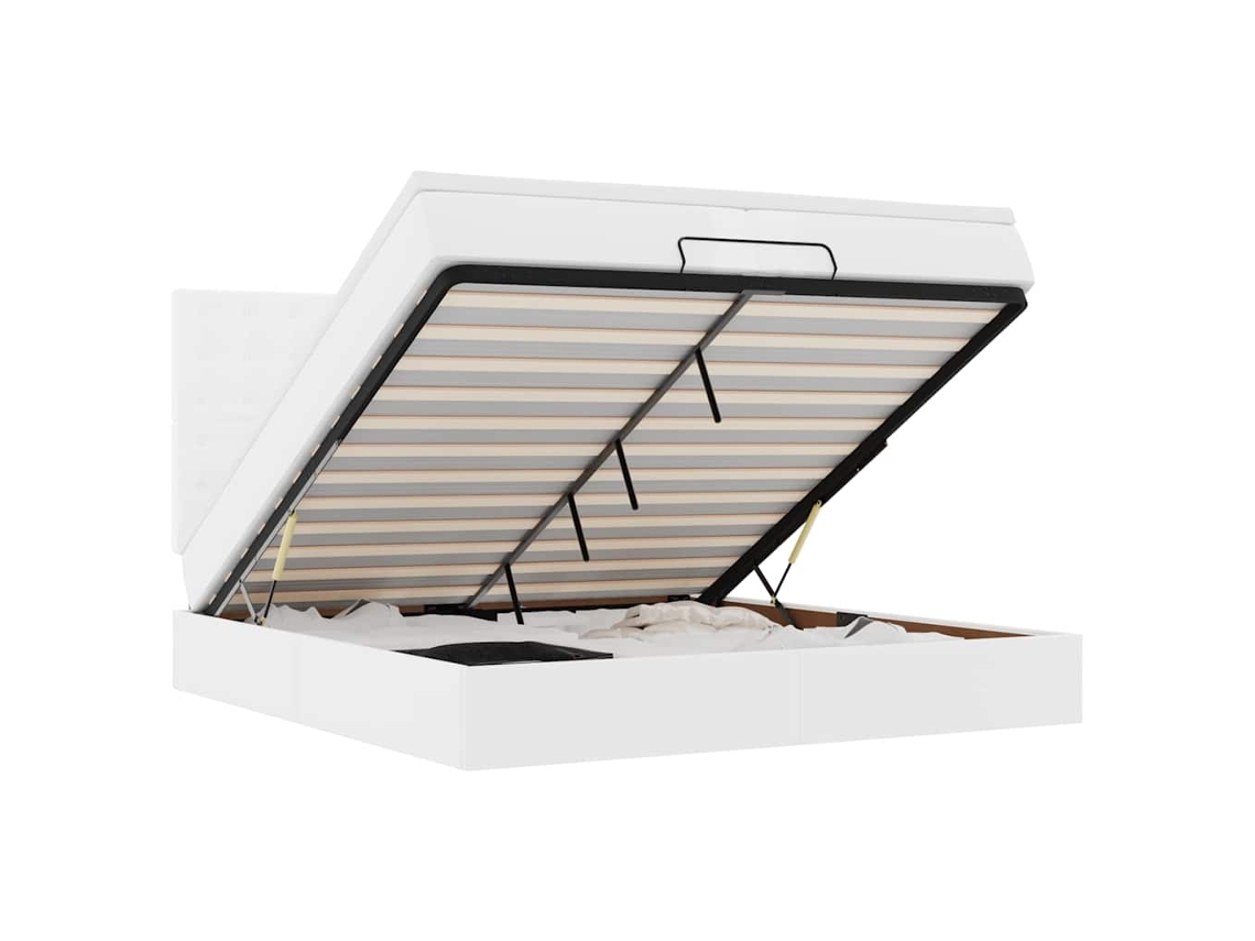 Maison Exclusive - Estructura Cama Otomana Colchones Cuero Sintético Blanco