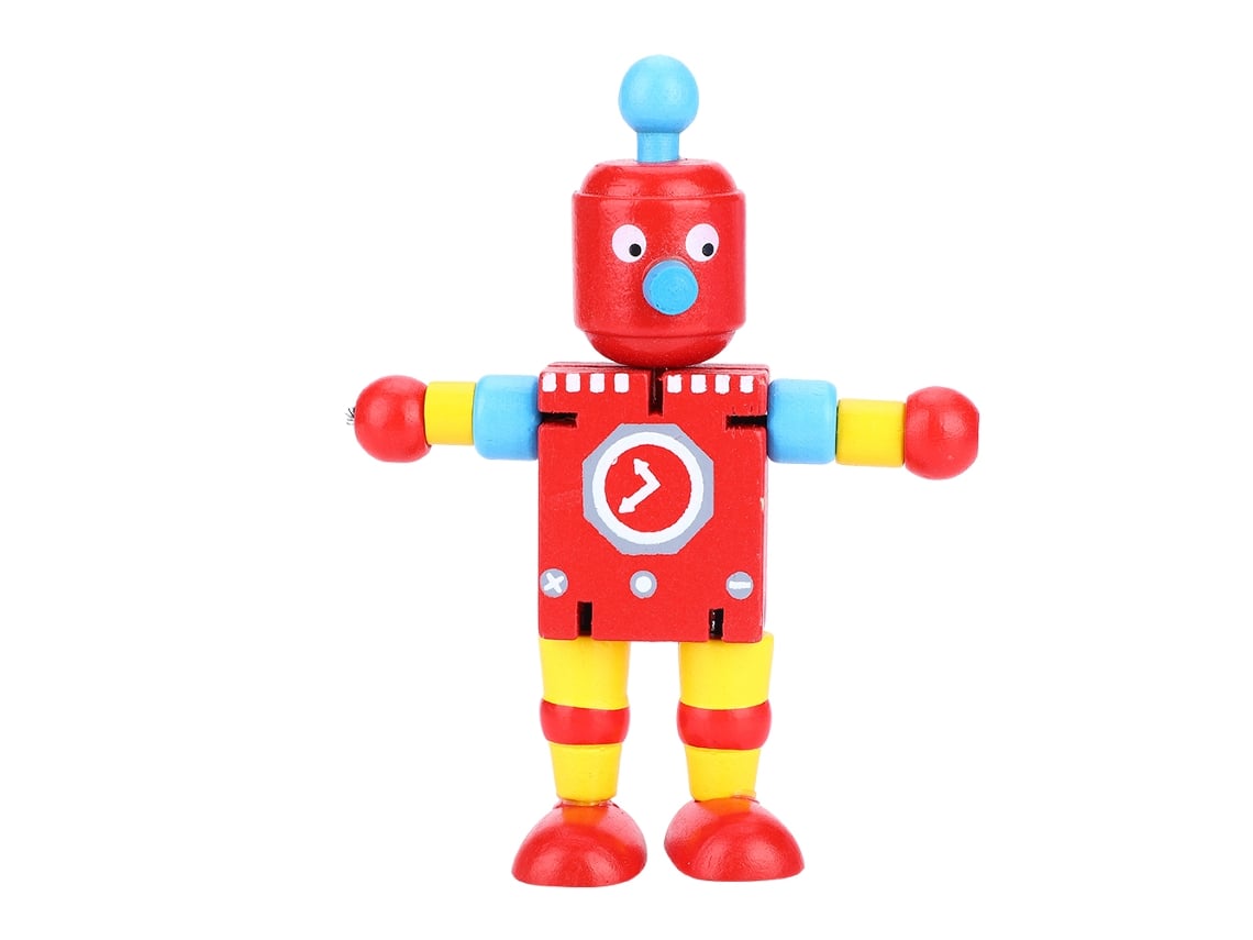 Ats-juguetes Robot De Madera Con Personalidad Cute Juguetes Educativos Para Niños Niñas (rojo)