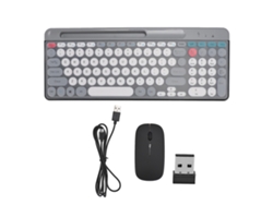 Juego de teclado y ratón inalámbricos Bluetooth de modo dual, teclas redondas vintage, teclado y ratón para juegos Ly Ebike