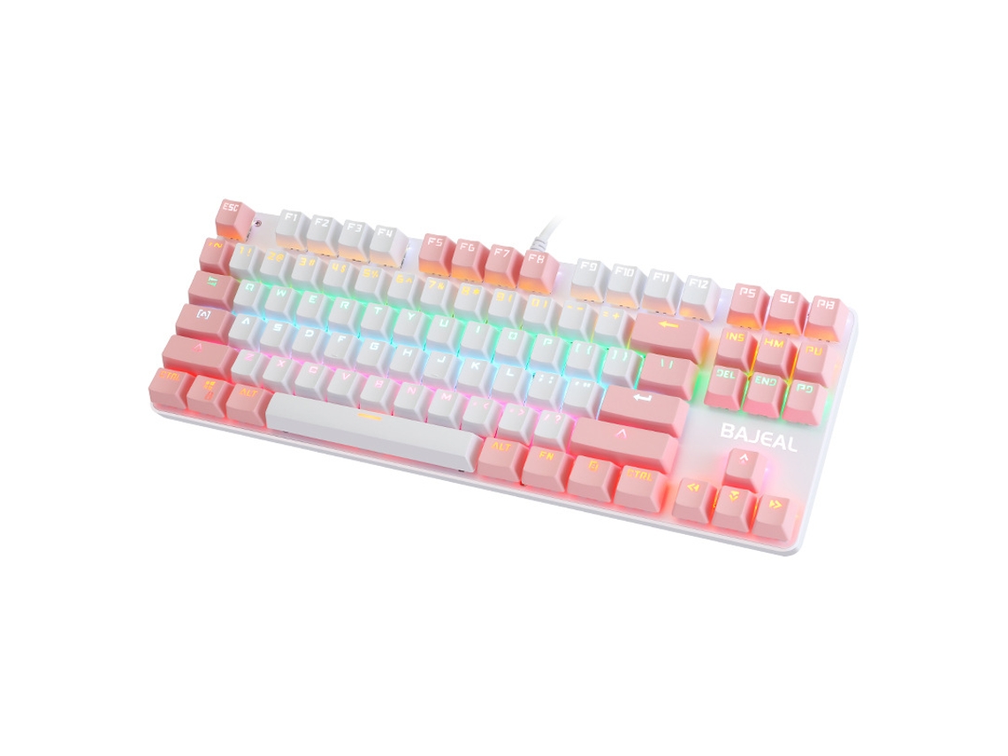 Teclado Gaming TRUMSEN K100 RGB (Mecânico - Português - Rosa)