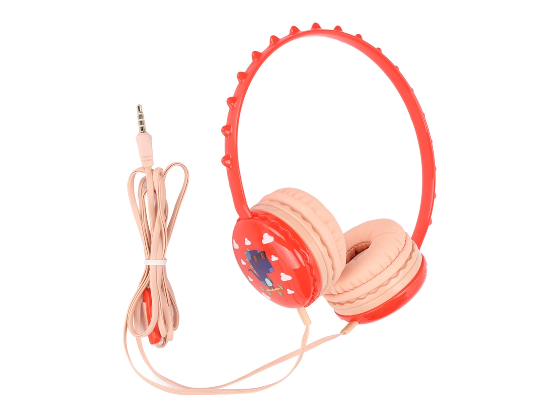 Auriculares Infantiles Con Cable, Diseño De Dinosaurio Adorable Y Ajustables, Con Micrófono De 3,5 Mm Para Pc Y Tabletas - Rojo