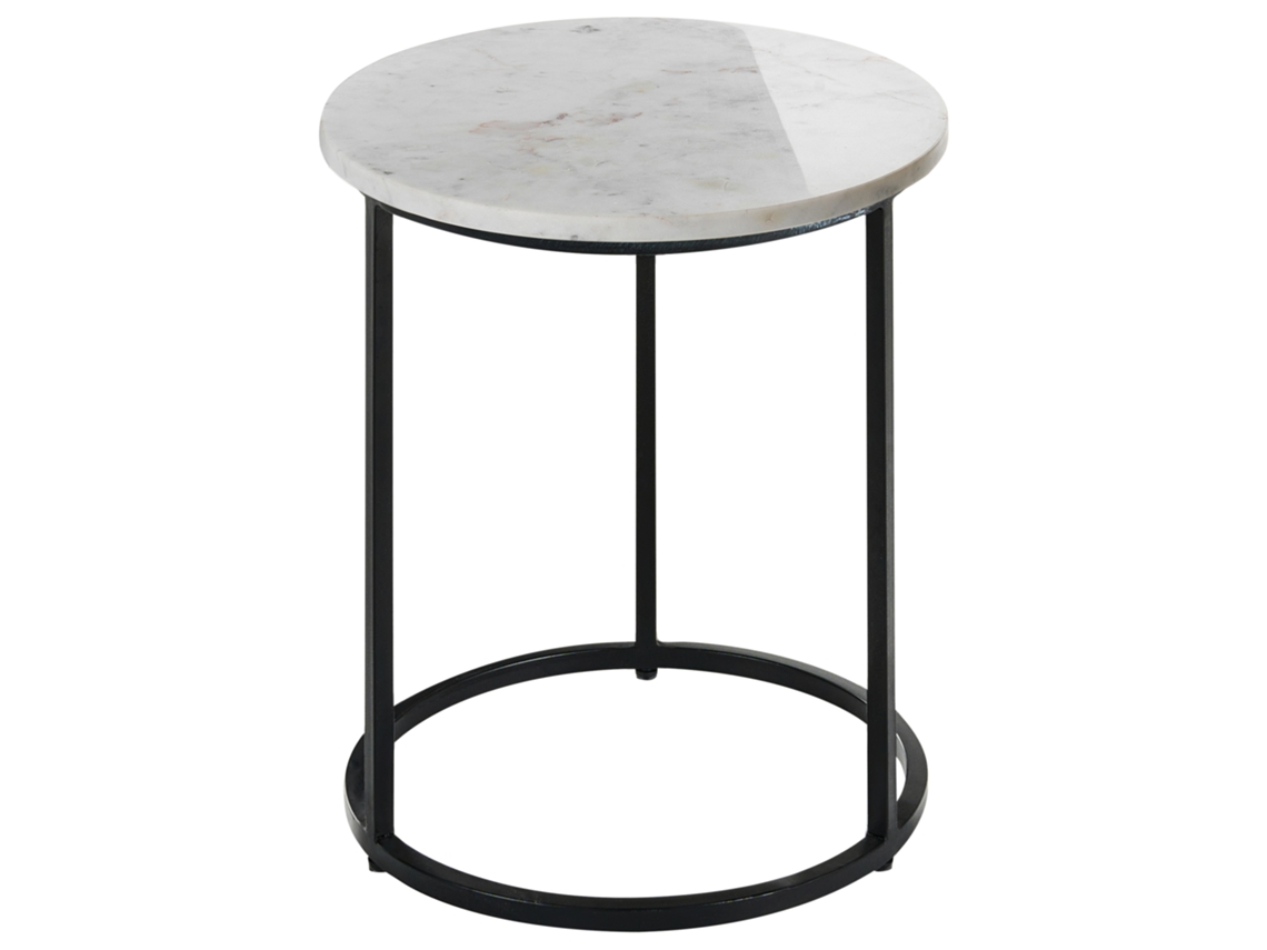 Mesa auxiliar Beliani Tyrell en mármol blanco, 40x40x45