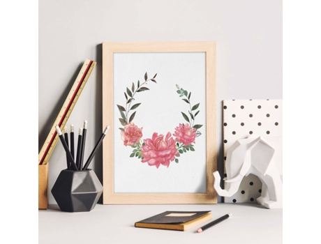 Póster NACNIC de Coronas Florales. Corona Floral Rosas, Ilustrada con Diseños de Flores, Plantas, y Animales.
