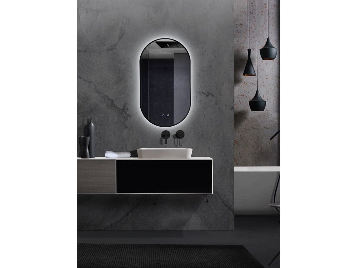 Espejo led marco color Negro Mate retroiluminado luz triled Antivaho 50x90 MICE COLLECTION