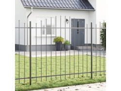 Valla de jardín con arco superior, gris, 8,5 x 1,5 m, acero, WSD15023, Lovely Home