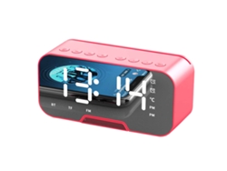 Altavoz Bluetooth Inalámbrico Con Reloj De Espejo, Radio Fm, Entrada Para Tarjeta Sim, Regalo Innovador, Rojo