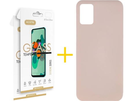 Kit Funda + 2 Protectores de Pantalla Samsung Galaxy A51 ACCETEL Silicona Líquida (Rosa Claro)