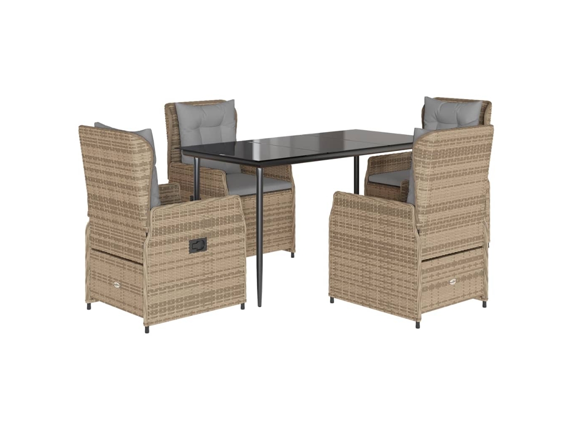 Maison Exclusive - Set Comedor De Jardín 5 Pzas Con Cojines Ratán Sintético Beige