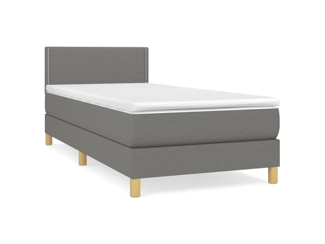 Maison Exclusive - Cama Box Spring Con Colchón Tela Gris Oscuro 100x200 Cm