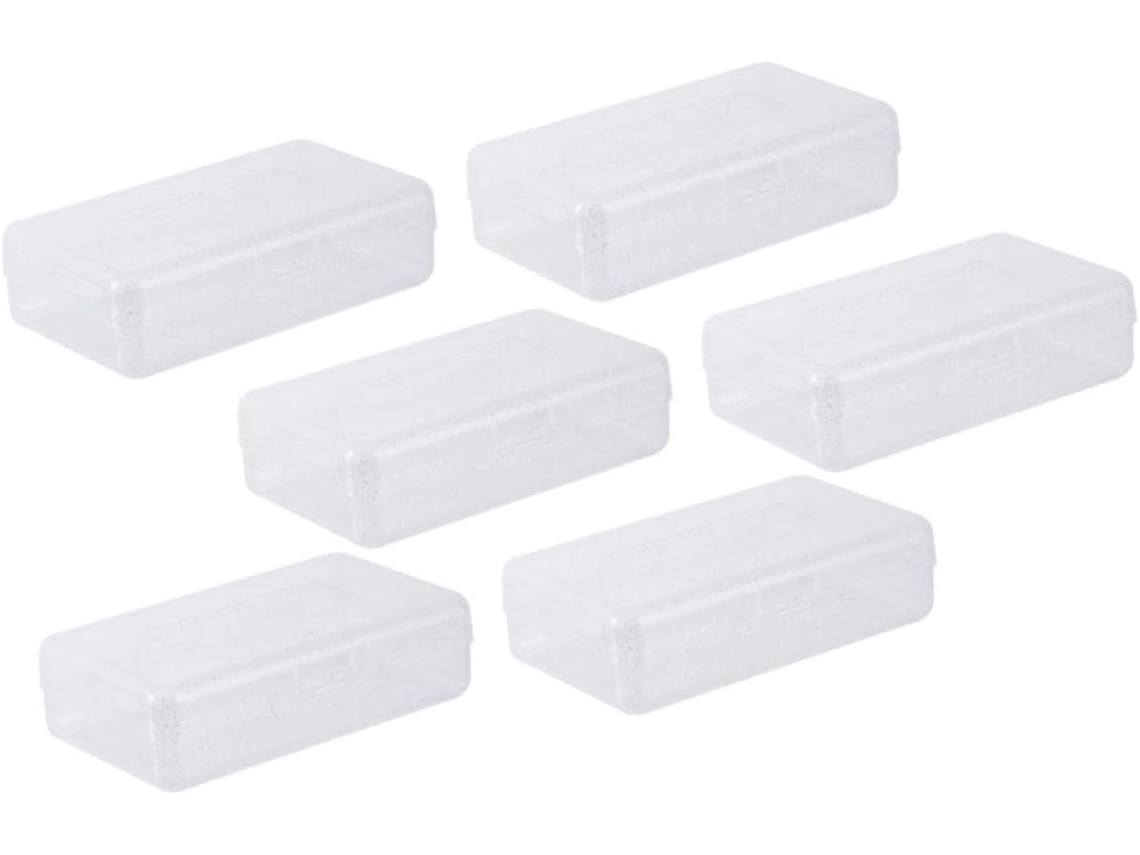 Juego de 6 cajas organizadoras de lápices de plástico transparente, apilables y de gran capacidad.