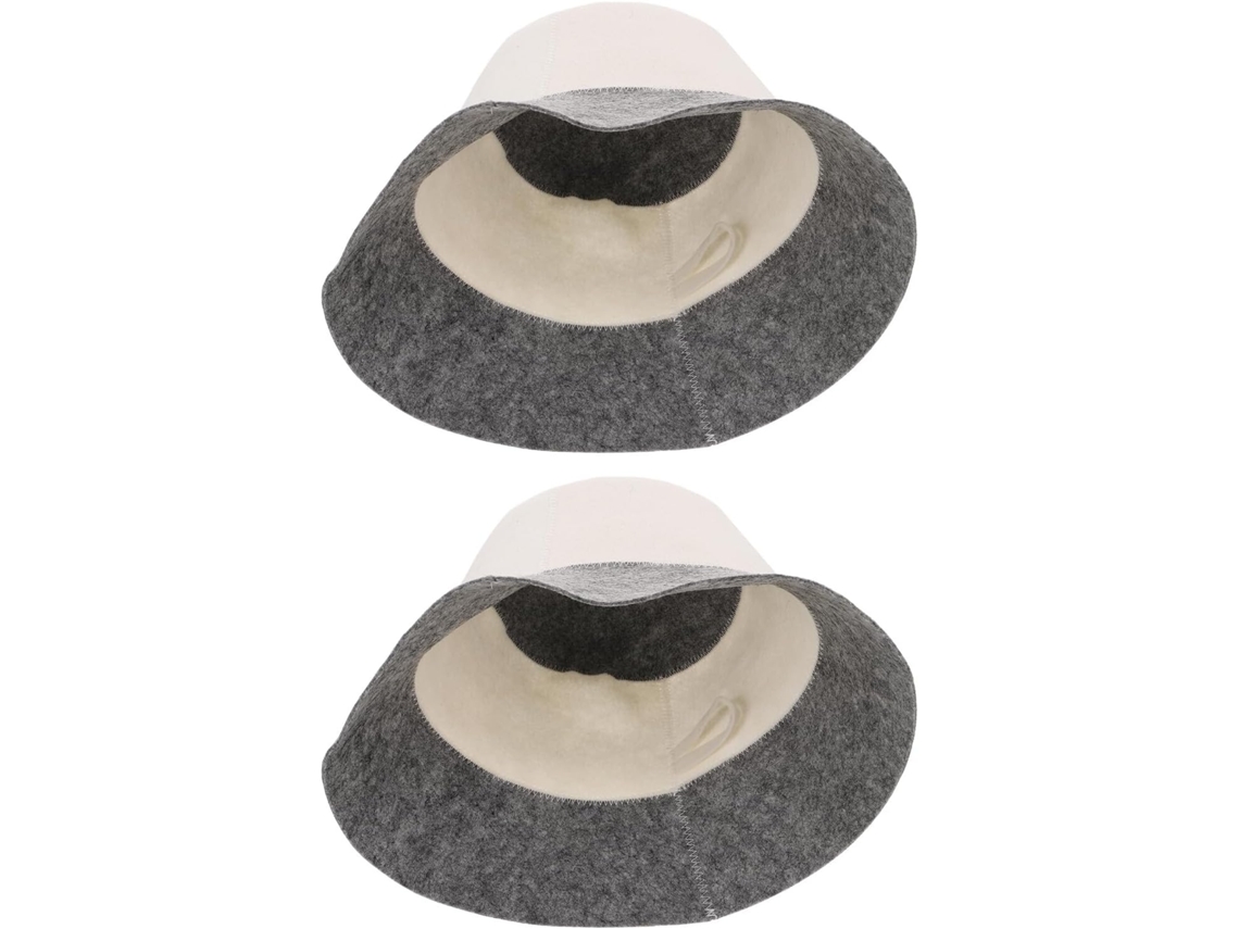 Juego De 2 Gorros Absorbentes De Fieltro Gris Y Blanco Para Sauna.