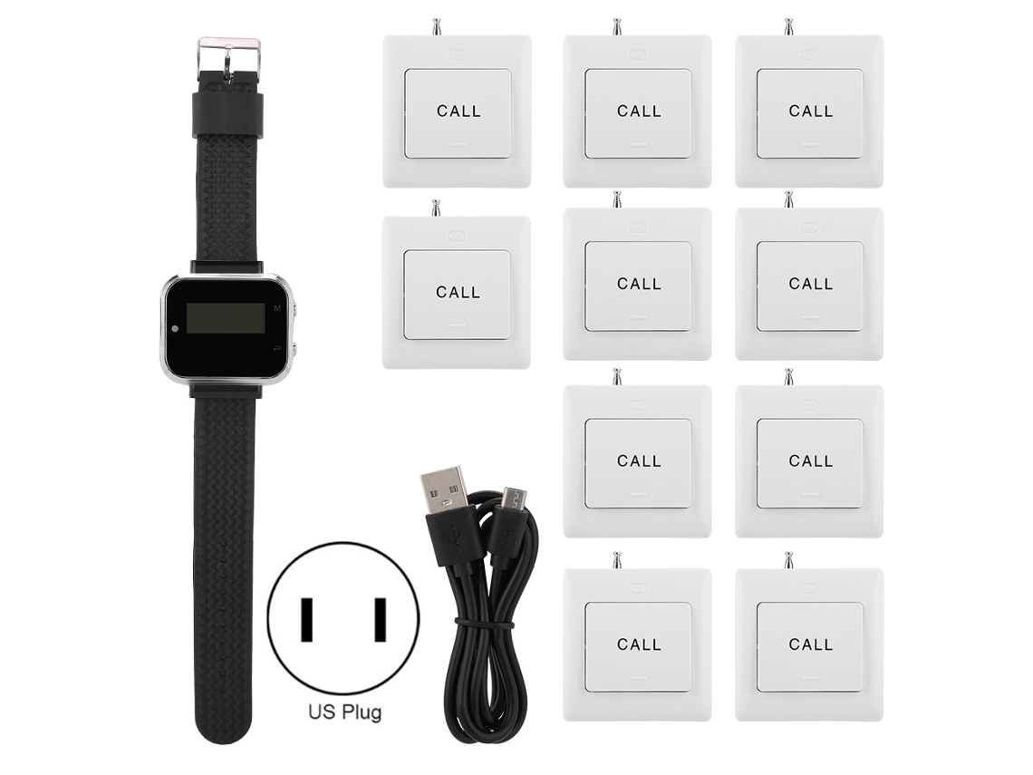 1 Unidad Receptor De Reloj De Muñeca Botón Del Sistema Inteligente De Llamadas 10 Unidades Localizador De Llamadas