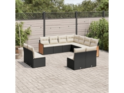 Conjunto de sofás de jardín de 11 piezas DKD Home Decor con cojines de mimbre negros