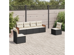 Set De Sofás De Jardín 6 Udsjuego De Muebles De Jardín Y Cojines Ratán Sintético Negro Cfw441464