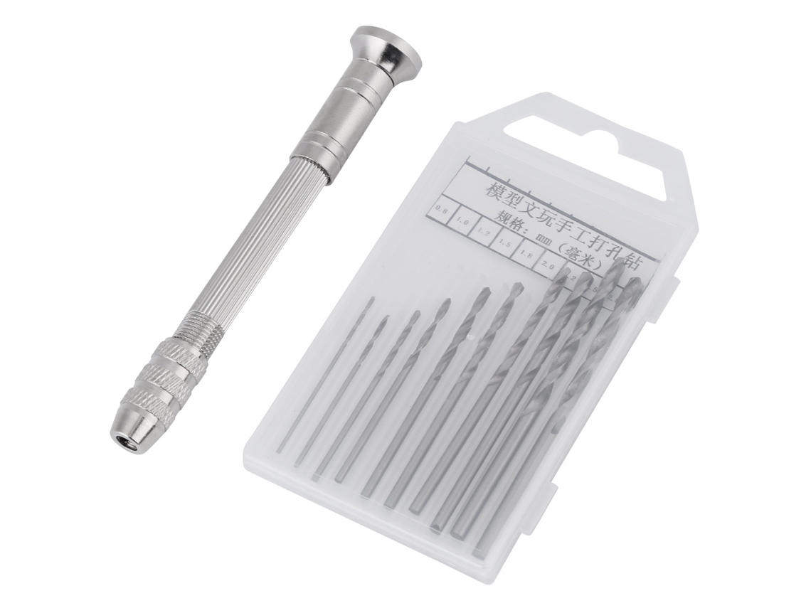 Taladro Helicoidal Manual Con Portabrocas Ancho Y 10 Brocas Hss Para Taladrar En Madera.
