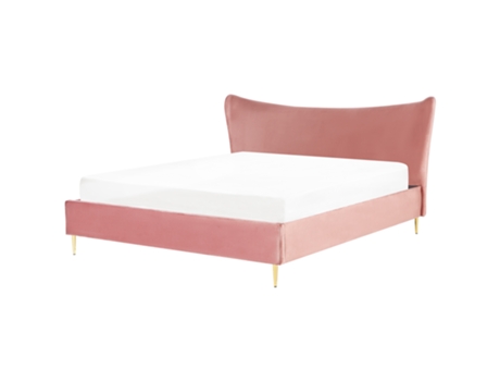 Cama de matrimonio BELIANI Chaleix terciopelo rosa 188x212x109