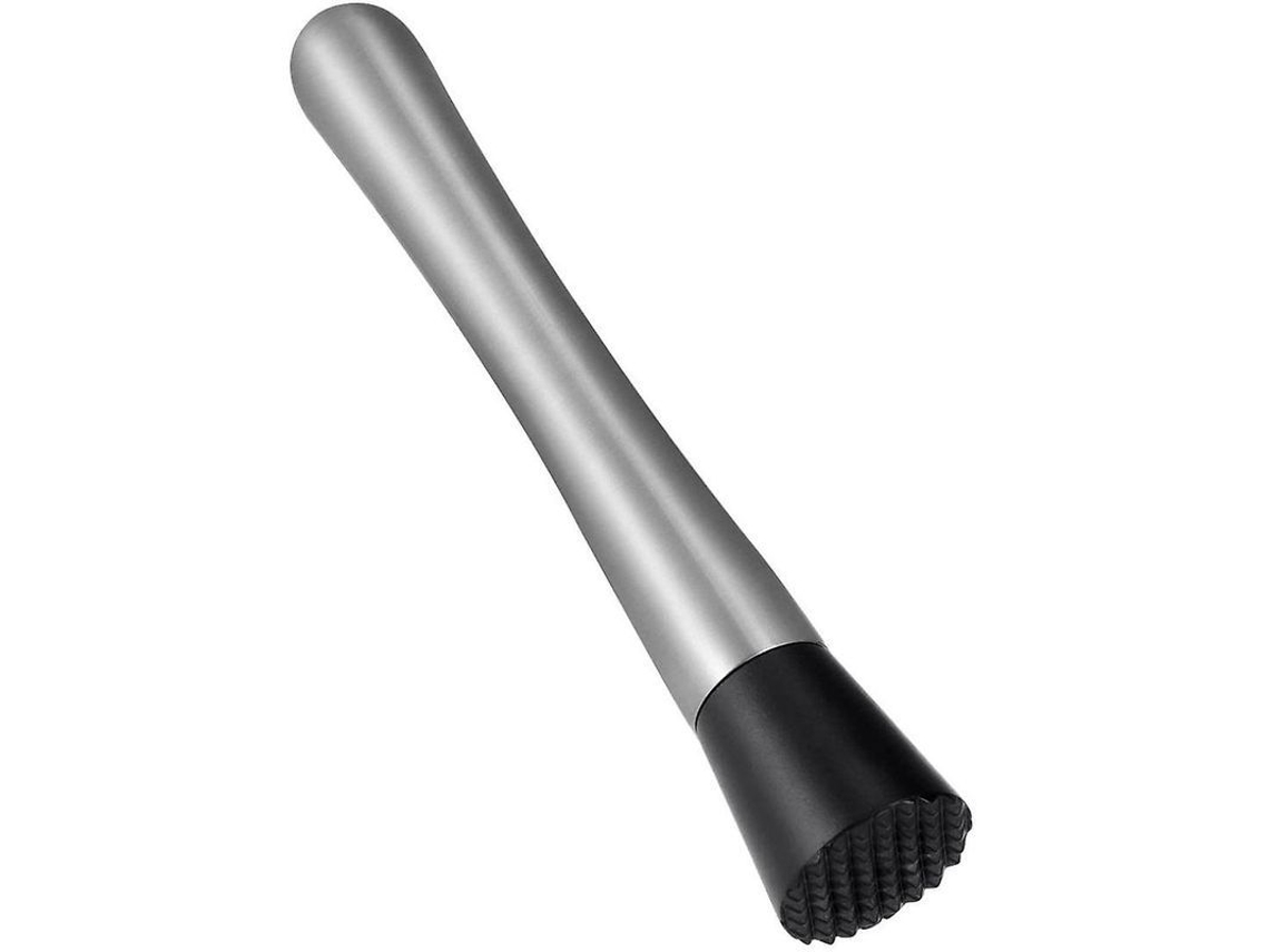 Mortero De Acero Inoxidable Para Cócteles Mojito Con Cabezal De Plástico Acanalado De 21 Cm.