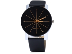 Reloj De Cuarzo Con Una Sencilla Y Elegante Correa De Cuero En Blanco Y Negro Para Enamorados.