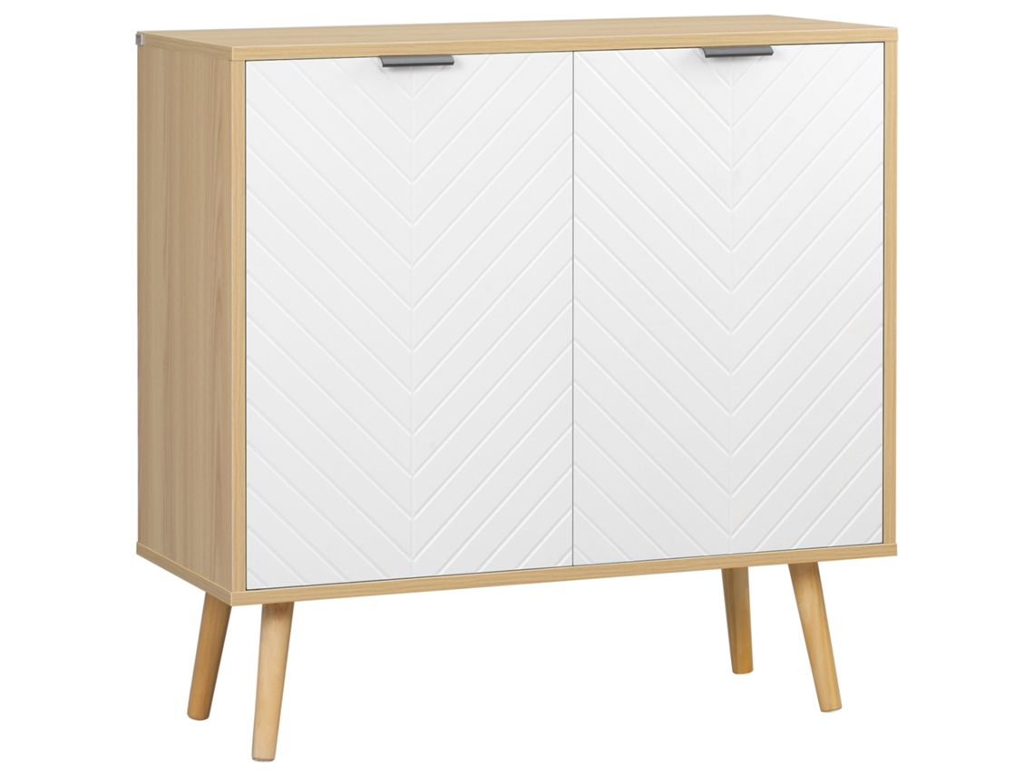 Armário Multifuncional Moderno em Aglomerado e Madeira de Pinho com Prateleira Interna Ajustável em 3 Níveis, 77x35x77,5 Cm ZENCORE SERVICES