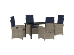 Conjunto de comedor de jardín Vidaxl de 5 piezas en ratán gris