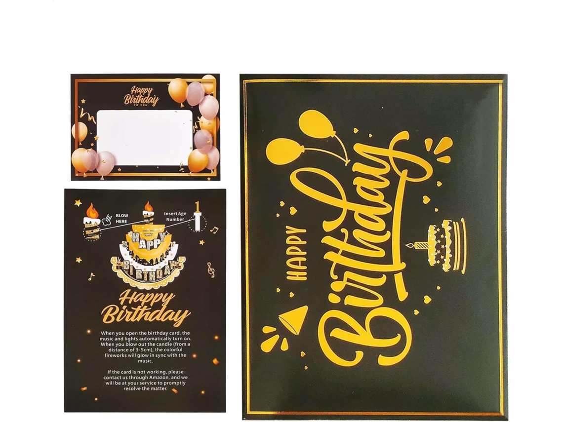 Tarjeta de cumpleaños musical con luces LED, ideal para maridos y ocasiones especiales, para hombres y madres.