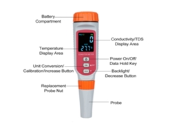 Medidor De Calidad Del Agua 3 En 1: Cond/tds/temperatura. Portátil E Impermeable Para Agua Potable, Acuarios Marinos Y Spas.