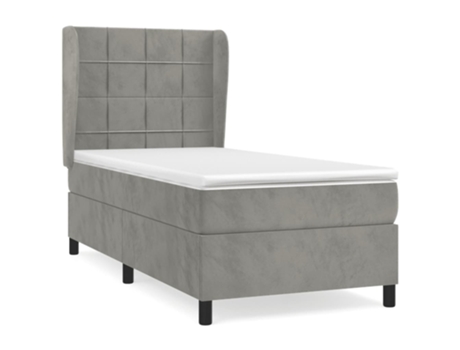vidaXL Cama con somier y colchón 90x190 cm terciopelo gris claro