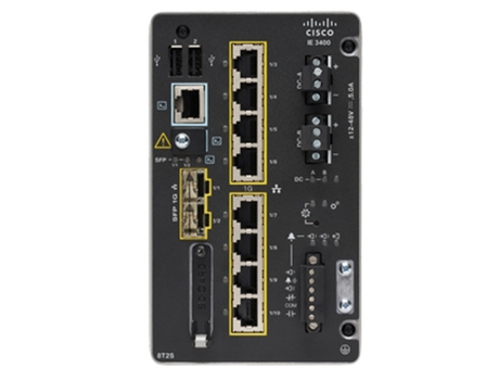 Switch CISCO IE-3400-8T2S-E (Negro - RJ45 - USB 2.0 x 3 - Ethernet LAN - MicroSD - rj45 x 8)