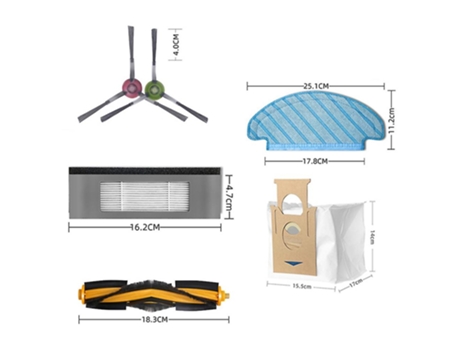 Para ecovacs deebot ozmo t8/aivi/t9max robô escova principal/lateral saco de pó