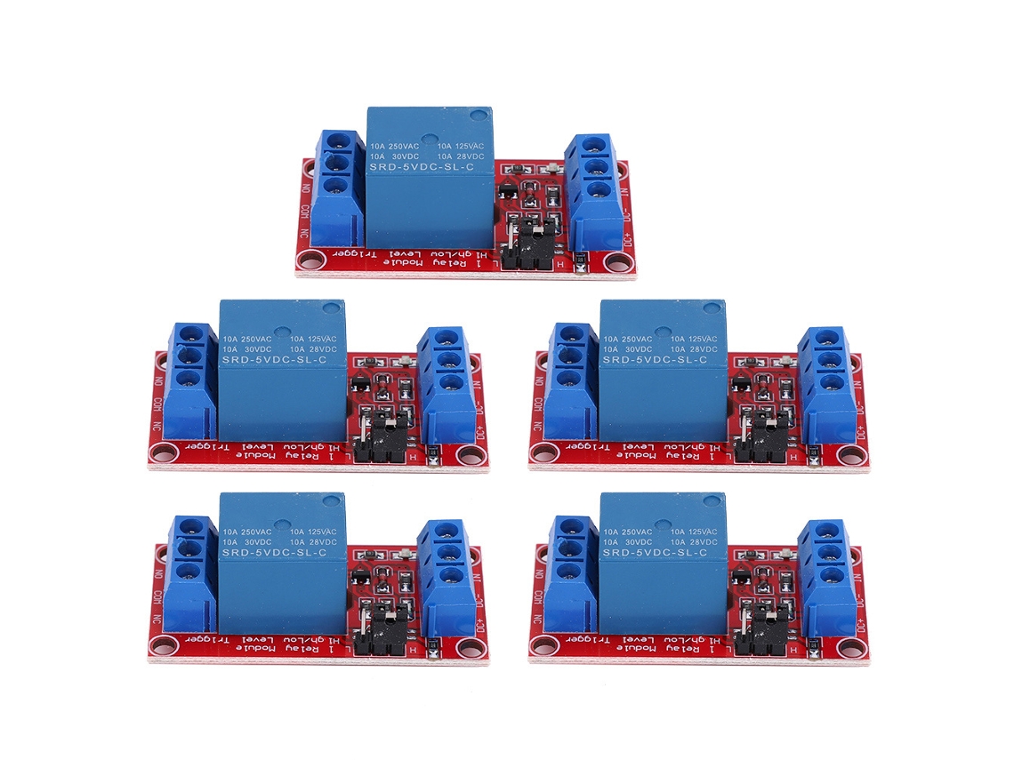 5pcs Módulo De Relé De 1 Canal Dc 5v Con Aislamiento Optoacoplador Para Arduino Nivel Alto/bajo