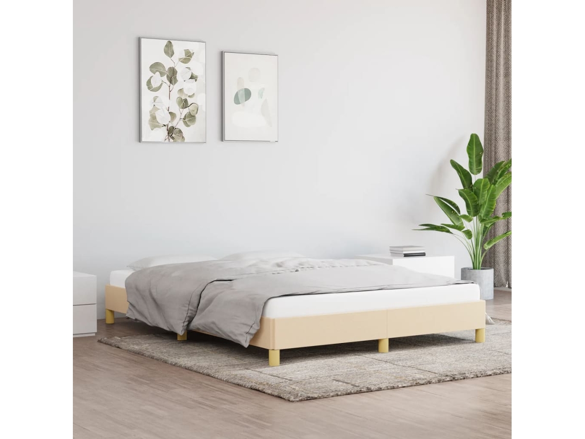 Cama Sin Colchón Tela Color Crema 140x190 Cm
