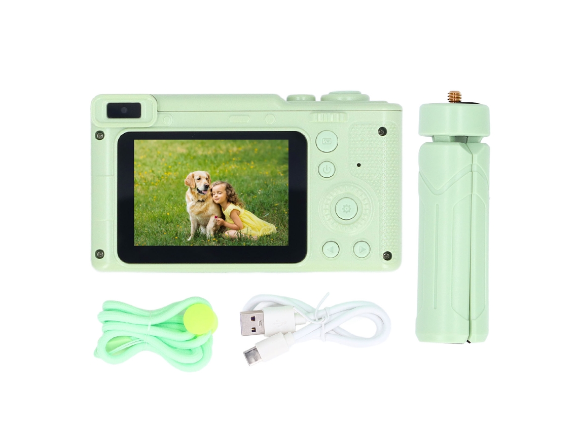 Câmera Digital Vintage Hd 4k 1080p 2.4 Polegadas 8x Zoom Duas Lentes Para Fotografia E Gravação Verde