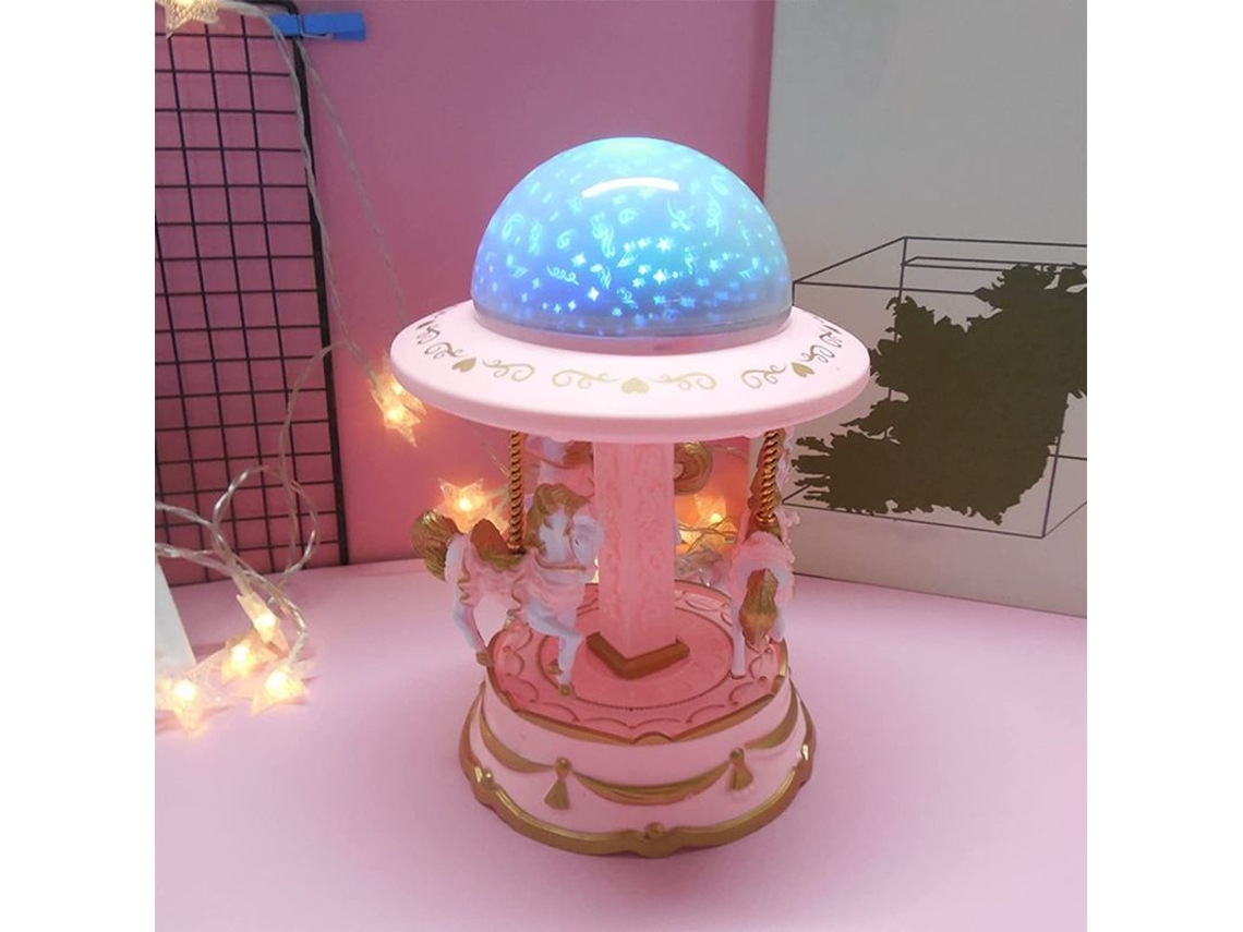 Caja De Música Con Forma De Carrusel Para Niñas Con Proyección De Estrellas Y Linterna Creativa.
