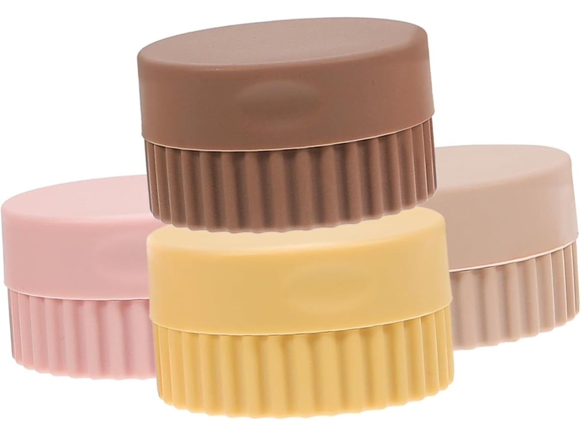 De 4 Recipientes De Silicone Impermeáveis Para Viagem, Potes Multiuso Para Cremes, Joias E Pó Compacto.