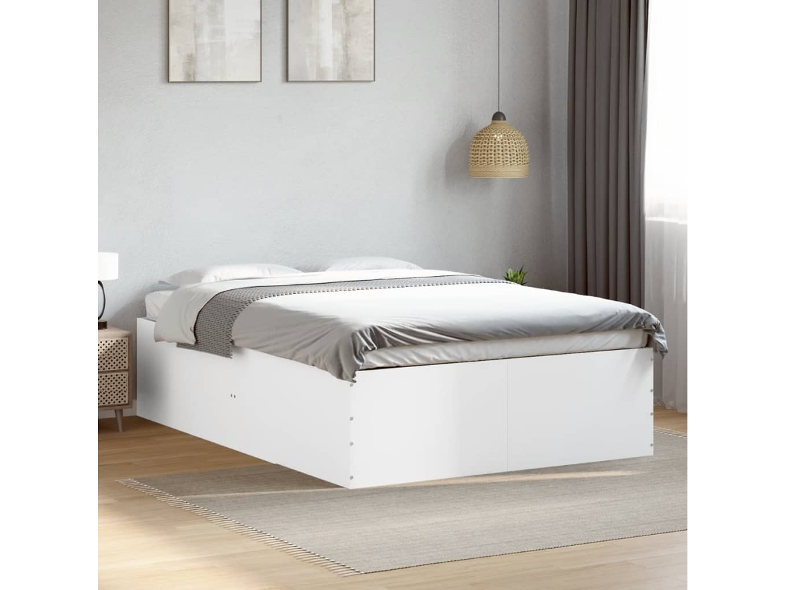 Estructura De Cama Madera De Ingeniería Blanca 135x190 Cm