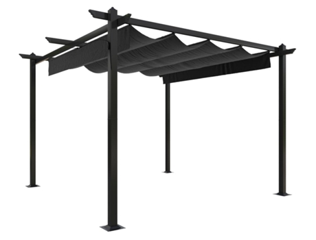 vidaXL Cenador de jardín con techo retráctil gris antracita 3x3 m