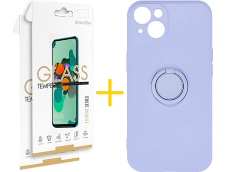 Carcasa + 2 Protectores de Vidrio iPhone 13 SKYHE Gel O-Ring Lila