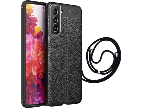 Funda Samsung S21 FE Rugged Leather con Cordon Negro