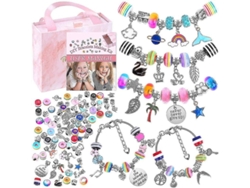 Kit Para Hacer Pulseras Diy Para Niñas, 85 Piezas Con Cuentas Y Dijes, Regalo De Joyería Para Adolescentes.