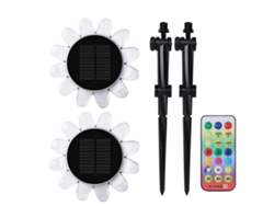Lámpara Solar Led De Girasol Para Jardín, Colorida E Impermeable, Con 2 Mandos A Distancia Y Soportes.