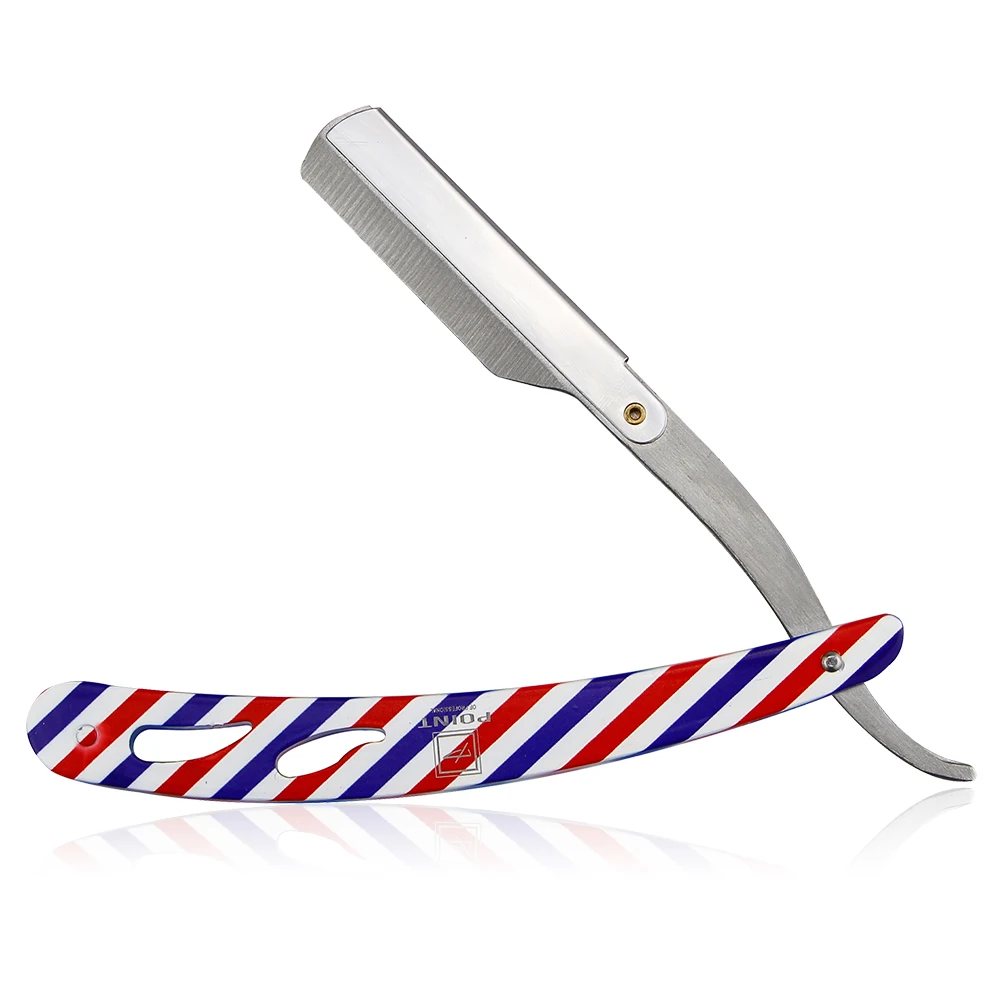 Soporte para afeitadora de hombre estilo retro, herramienta de peluquería con mango de acero inoxidable y cuchilla recta. MDUG (estilo 2)