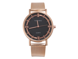 Reloj De Pulsera De Cuarzo Para Hombre Con Correa De Malla Y Esfera Redonda (dorado)