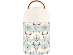 Olla térmica de acero inoxidable con estampado de calavera de toro, 500 ml, sin marca.