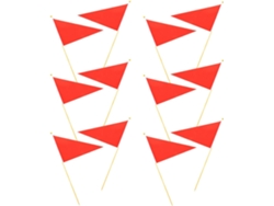 Juego De 12 Minibanderas Triangulares Rojas De Plástico Resistente Para Señalización De Obras.
