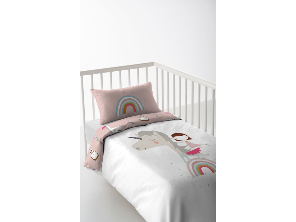 FUNDA NORDICA REVERSIBLE INFANTIL CUNA 60 EXTRA SUAVE FABRICADO EN ESPAÑA UNICORN WHITE HACIENDO EL INDIO