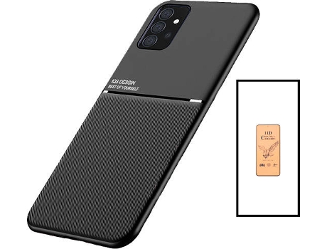 Kit Funda Magnetic Lux y Cristal Templado CeramicGlass Full Cover Curved Samsung Galaxy A52 5G PHONECARE Negro
