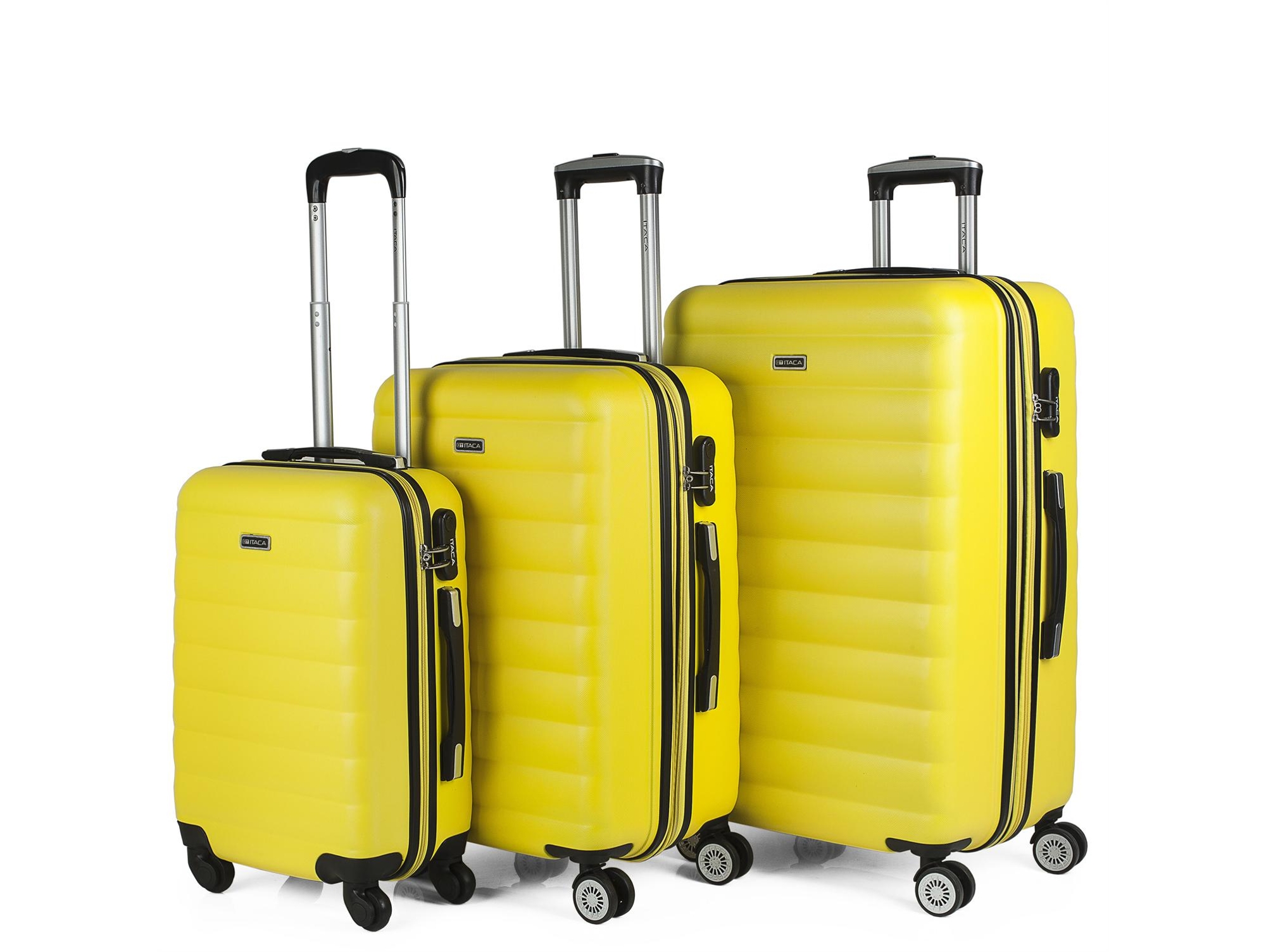 Conjunto de 3 Maletas de Viaje ITACA Extensible Amarillo (35/70/100 L)
