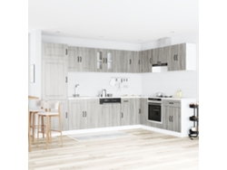 Armario De Cocina Kalmar Con Doble Fregadero Gris Sonoma Madera Elaborada
