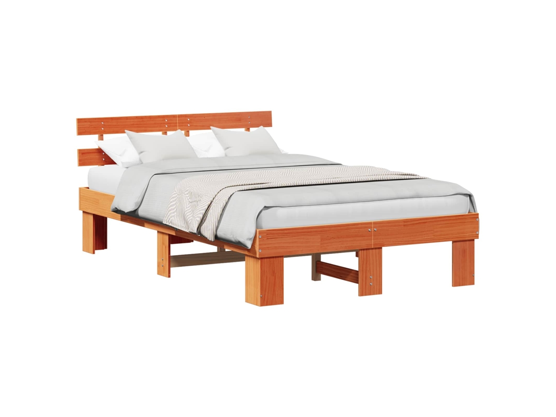 Maison Exclusive - Estructura De Cama Con Cabecera Marrón Cera 140 X 190 Cm