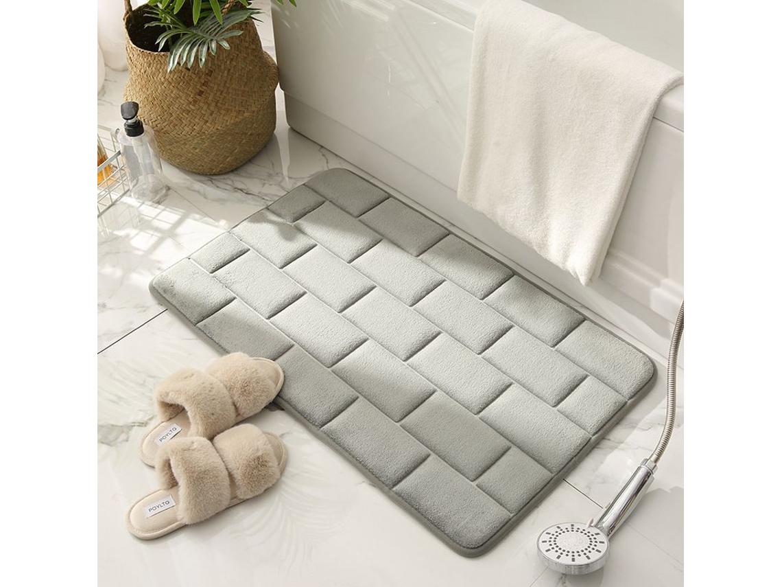 2026-tapete De Baño De Espuma De Memoria Antideslizante Gris Absorbente Suave Lavable A Máquina
